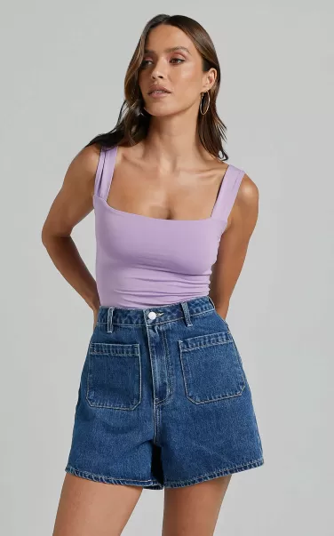 Showpo Basics Women Off My Back Bodysuit - Square Neck Bodysuit In Lilac