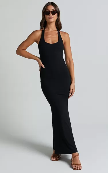 Showpo Basics Women Bhelinda Midi Dress - Halter Neck Mermaid Dress In Black