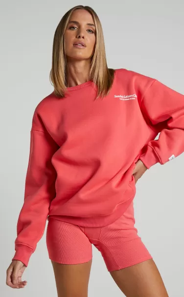 Sunday Leisure Club - The Lazy Crew Slc Graphic In Hot Coral Basics Showpo Women