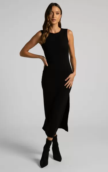 Showpo Women Basics Irenie Midi Dress - Bodycon Dress In Black