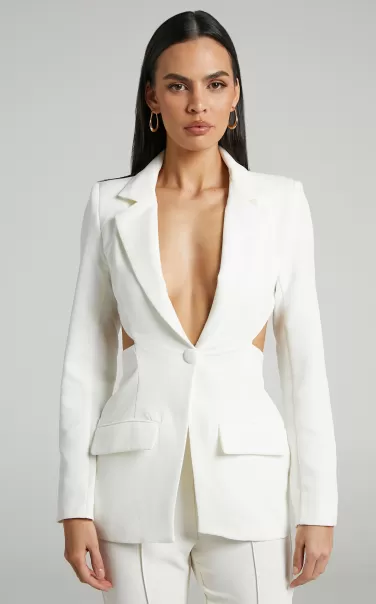 Blazers Showpo Women Chona Blazer - Tailored Hourglass Cut Out Blazer In White