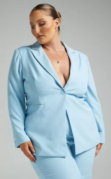 Blazers Showpo Hermie Blazer - Single Breasted Blazer In Light Blue Women
