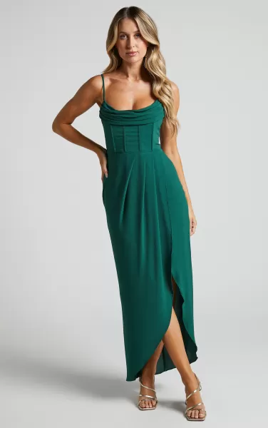 Curve Clothes Showpo Andrina Midi Dress - High Low Wrap Corset Dress In Forest Green Women