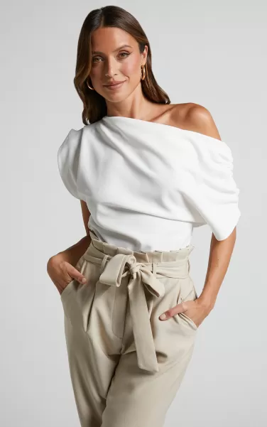 Showpo Curve Clothes Women Nalfie Top - Asymmetrical Top In White