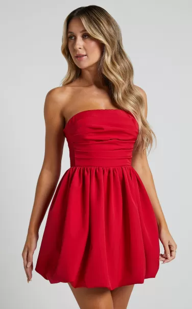 Showpo Curve Clothes Shaima Mini Dress - Strapless Dress In Red Women
