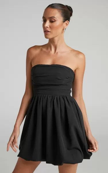 Shaima Mini Dress - Strapless Dress In Black Curve Clothes Showpo Women