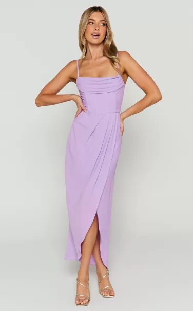 Curve Clothes Andrina Midi Dress - High Low Wrap Corset Dress In Lilac Showpo Women