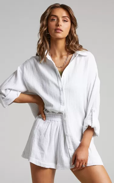 Curve Clothes Ronaele Shirt - Collared Basic Shirt In White Women Showpo