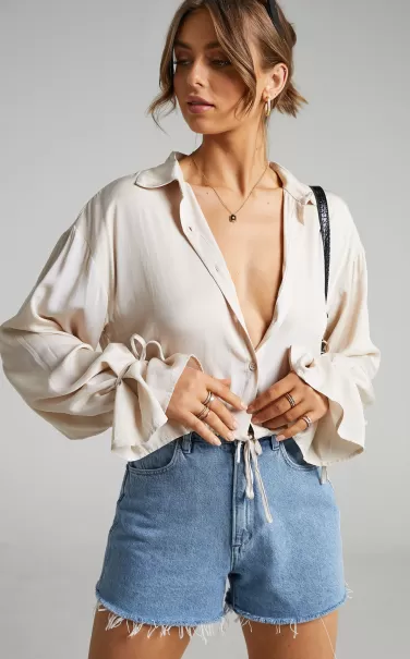 Curve Clothes Wanda Shirt - Button Up Shirt In Beige Women Showpo