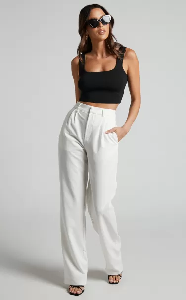Curve Clothes Showpo Lorcan Pants - High Waisted Tailored Pants In White Women