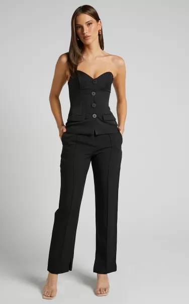 Rogers - High Waisted Pants In Black Curve Clothes Showpo Women