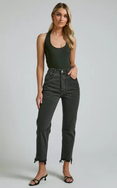 Curve Clothes Women Showpo Zelrio Jeans - High Waisted Recycled Cotton Cropped Denim Jeans In Washed Black