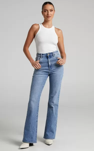 Showpo Denim Phoebe Tonkin X Rolla's  - Dusters Bootcut Jeans In Brad Blue Women