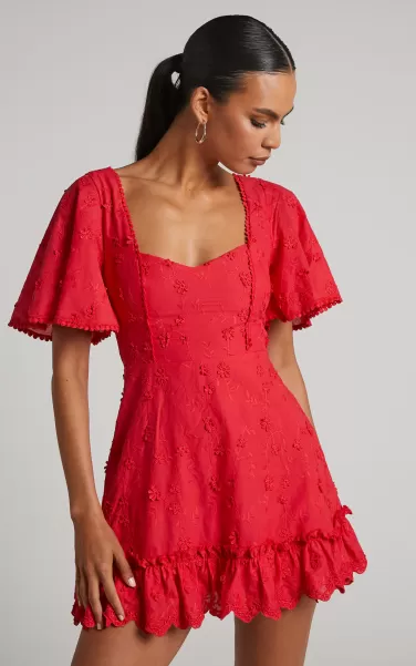 Showpo Fancy A Spritz Mini Dress - Square Neck Dress In Red Women Dresses