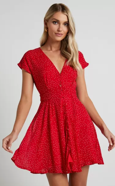 Women Showpo Dresses Hey Now Mini Dress - A Line Dress In Red Spot