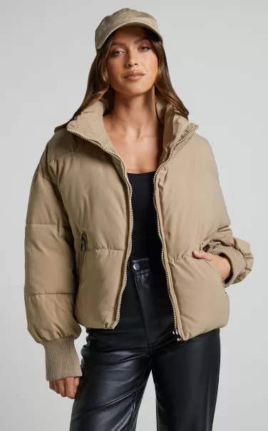 Jackets & Coats Showpo Women Windsor Jacket - Puffer Jacket In Beige