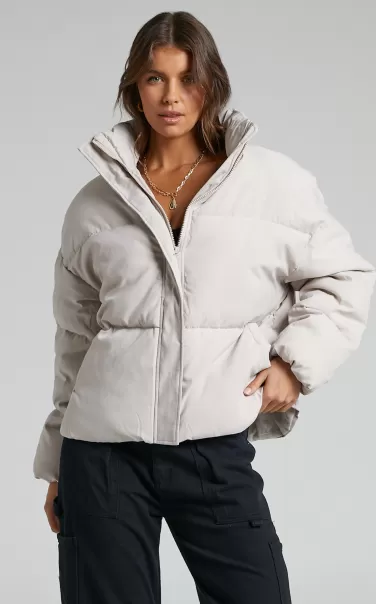 Showpo Women Jackets & Coats Candice Jacket - Oversized Puffer Jacket In Beige