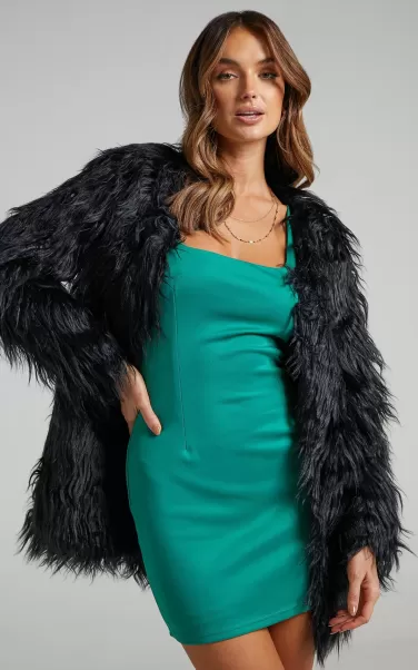Showpo Fiona Coat - Faux Fur Coat In Black Women Jackets & Coats