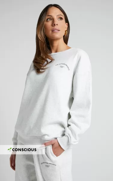 The Hunger Project X Showpo - Thp Crew Neck Sweatshirt In White Marle Women Knitwear