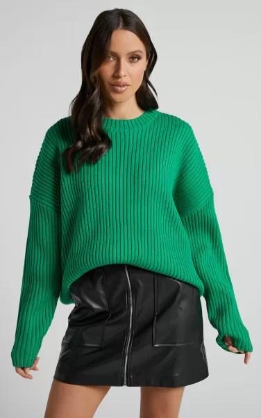 Brooklyn Knit Jumper - Scoop Neck Long Sleeve In Green Women Showpo Knitwear