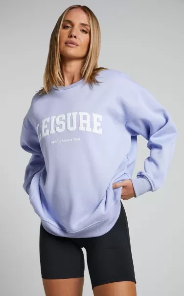 Sunday Leisure Club - The Lazy Crew Leisure Graphic In Blue Violet Showpo Women Knitwear