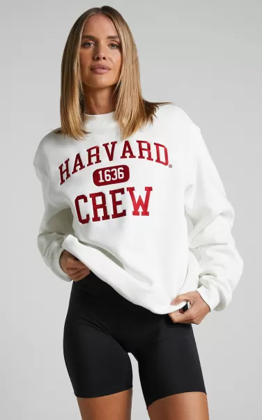 Ncaa - Harvard University Athletics Crew In Vintage White Knitwear Showpo Women