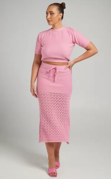 Women Knitwear Rue Stiic - Paloma Knit Midi Skirt In Pink Showpo