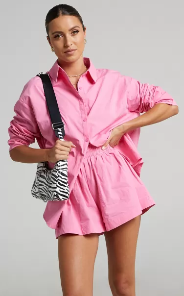 Terah Shirt - Button Up Shirt In Pink Showpo Women Maternity Clothes