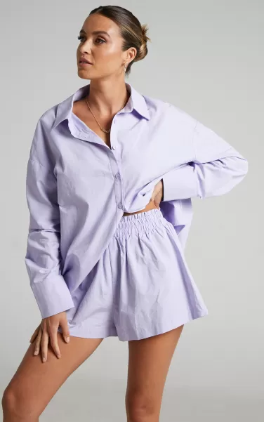 Women Terah Shirt - Button Up Shirt In Lilac Showpo Modest Clothing