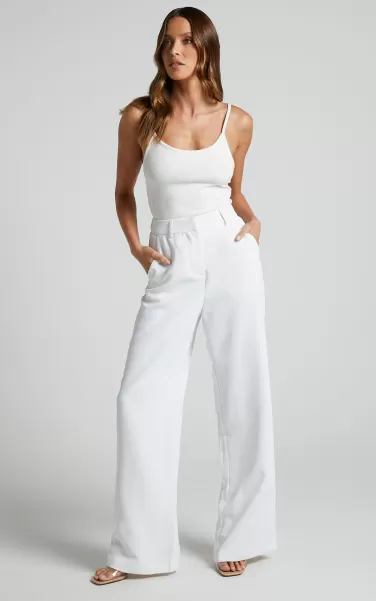 Pants Bonnie Pants - High Waisted Tailored Wide Leg Pants In White Women Showpo