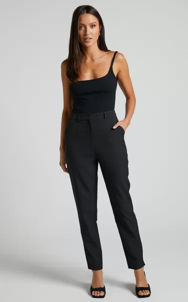 Showpo Pants Hermie Pants - High Waisted Cropped Tailored Pants In Black Women