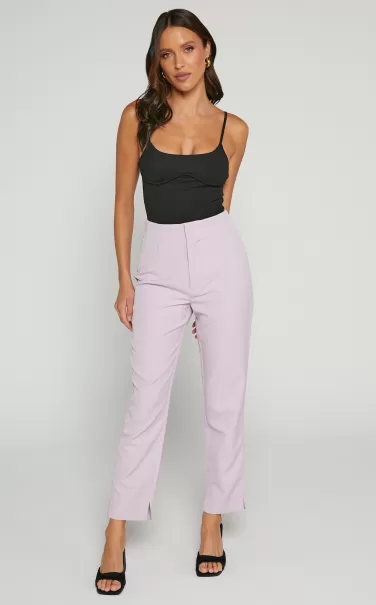 Pants Showpo Women Allie Cropped Pant - High Waisted Tailored Slim Fit Straight Leg In Lilac