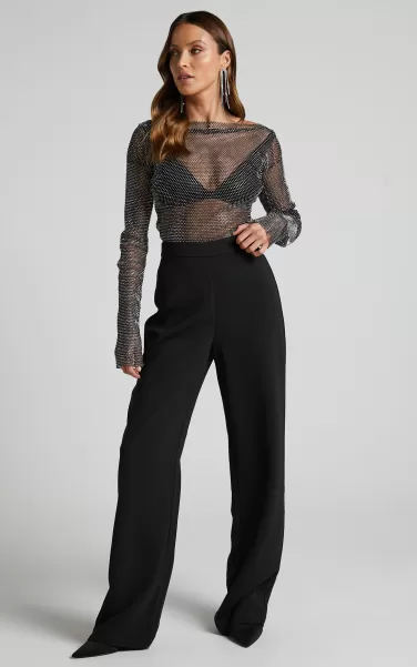 Showpo Ricune Tailored High Waisted Pants In Black Women Pants