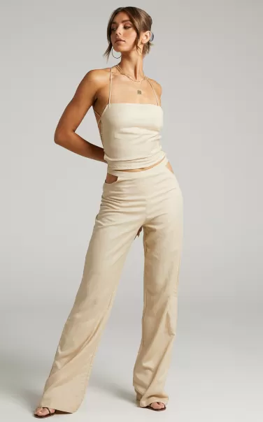 Lioness - Mid Rise Giza Cut Out Pant In Wheat Women Showpo Pants