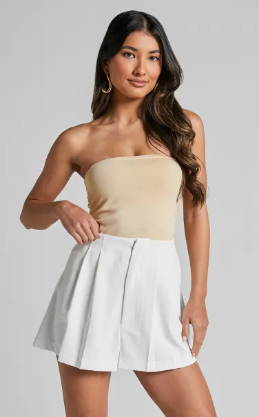 Women Shorts Showpo Briley Pleated Shorts - High Waisted Tailored Shorts In White