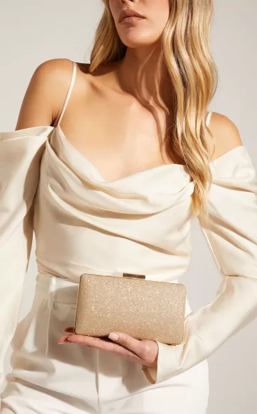 Bags Kiara Glitter Clutch In Gold Showpo Women