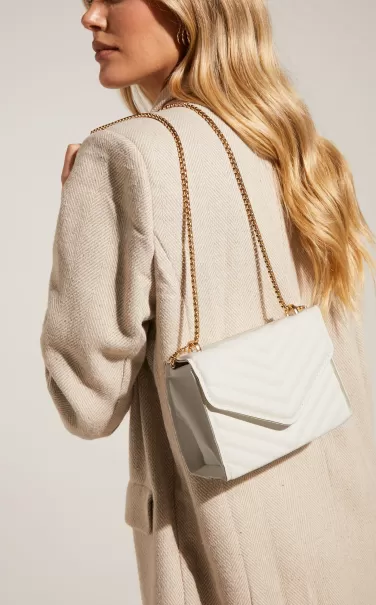 Kalinda Bag - Double Box Chain Shoulder Bag In White Women Bags Showpo