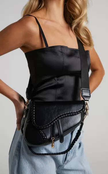 Showpo Women Bags Joerena Bag - Two Strap Saddle Crossbody Bag In Black