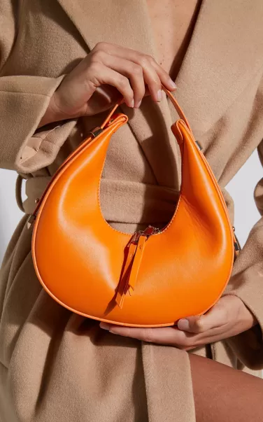 Bags Women Showpo Atlanta Half Moon Shoulder Bag In Orange