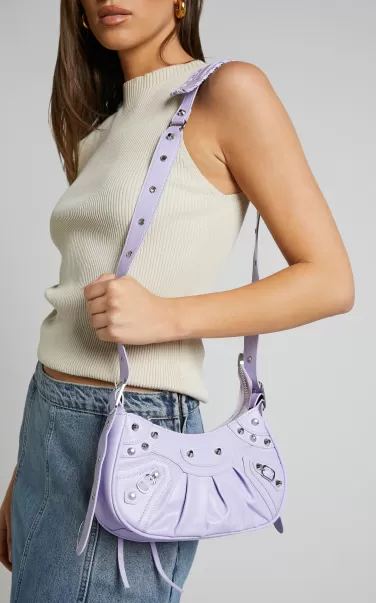 Zipporah Bag - Silver Stud Detail Crossbody Bag In Purple Women Showpo Bags
