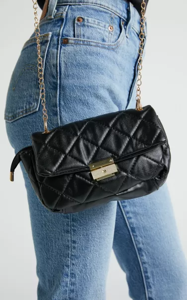 Rhianna Shoulder Bag - Chain Strap Quilted Bag In Black Bags Women Showpo