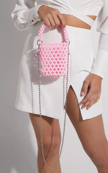 Women Showpo Chonamie Beaded Mini Crossbody Bag In Pink Bags