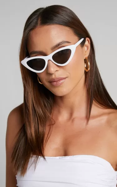 Sunglasses Women Kurthy Cat Eye Sunglasses In White Showpo