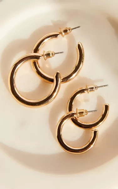 Showpo Earrings Women Renelyn Multipack Hoop Earrings In Gold