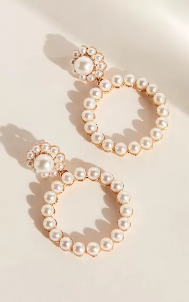 Earrings Eunbie Faux Pearl Circle Drop Earrings In Gold Women Showpo