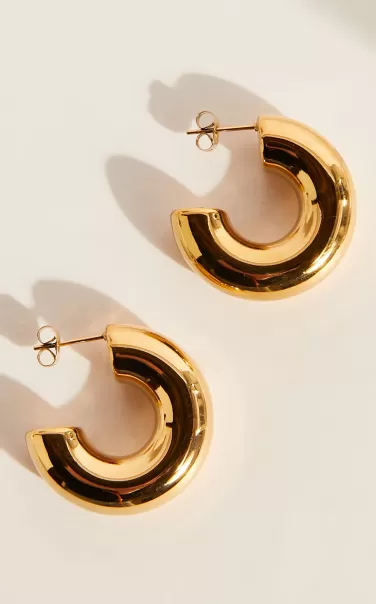 Earrings Women Showpo Lola Chunky Half Hoop Earrings In Gold