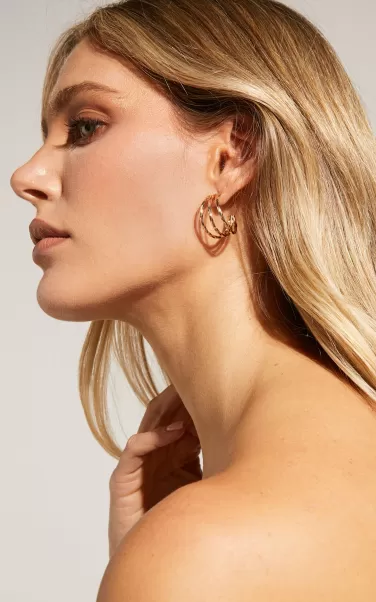 Earrings Showpo Promise Hoop Earrings In Gold Women