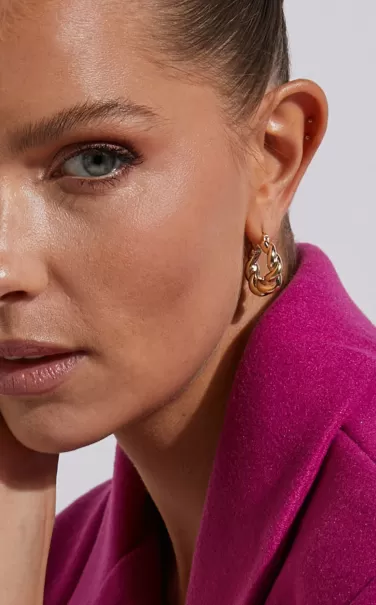 Earrings Women Kharly Earrings - Twist Hoop Earrings In Gold Showpo