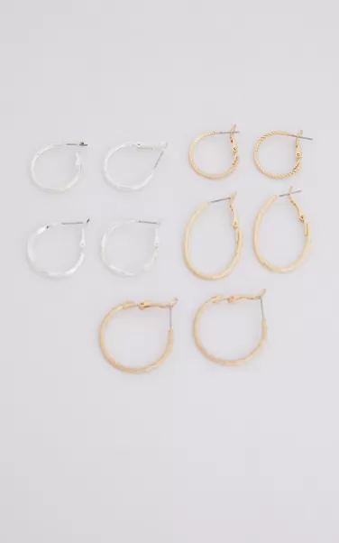 Women Manith Hoop Earrings Set - Pack Of 5 In Gold And Silver Showpo Earrings
