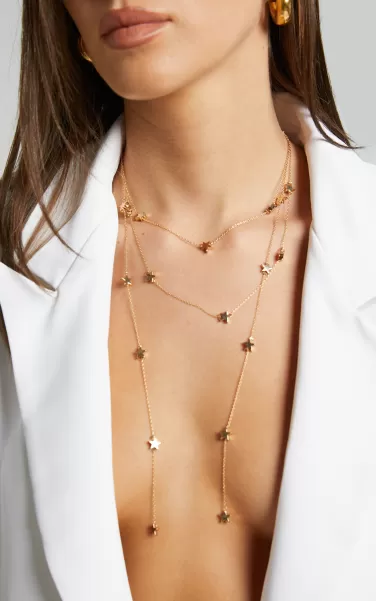 Florica Necklace - Star Pendant Layered Chain Necklace In Gold Showpo Women Necklaces